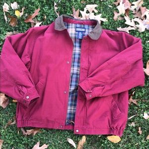 Lands’End leather collar jacket.